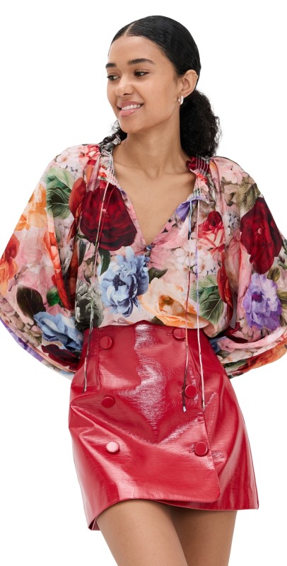 alice + olivia Norah Peasant Blouse STORM FLORAL SM