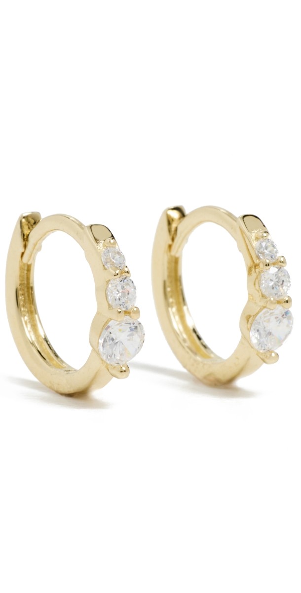 SHASHI Emerald Cut Sone Huggies Gold