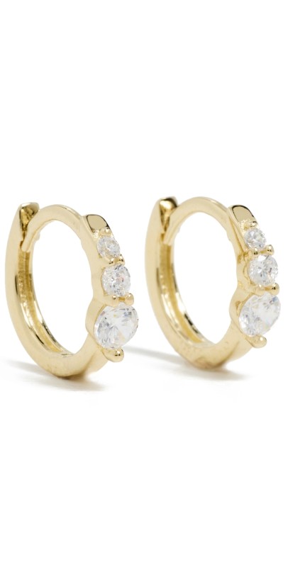 SHASHI Emerald Cut Sone Huggies Gold