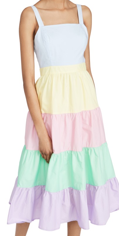 English Factory Colorblock Midi Dress Multi