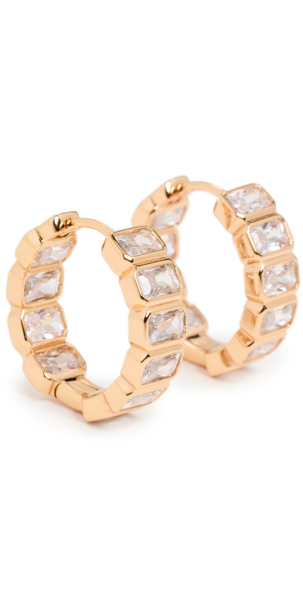 Luv Aj The Bianca Bezel Hoops Gold