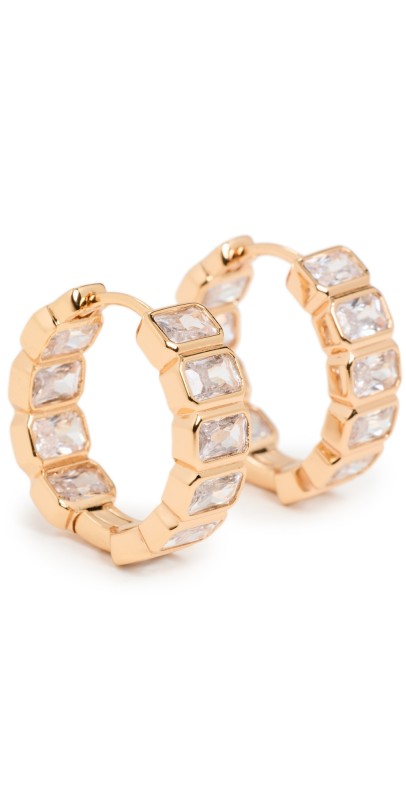 Luv Aj The Bianca Bezel Hoops Gold