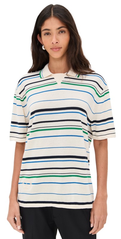 adidas Adidas x Wales Bonner Unisex Knit Polo Whi/Green/Blubir/Nindi