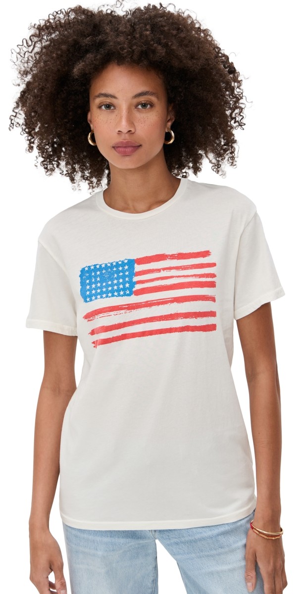 Original Retro Brand USA Flag Tee Antique White