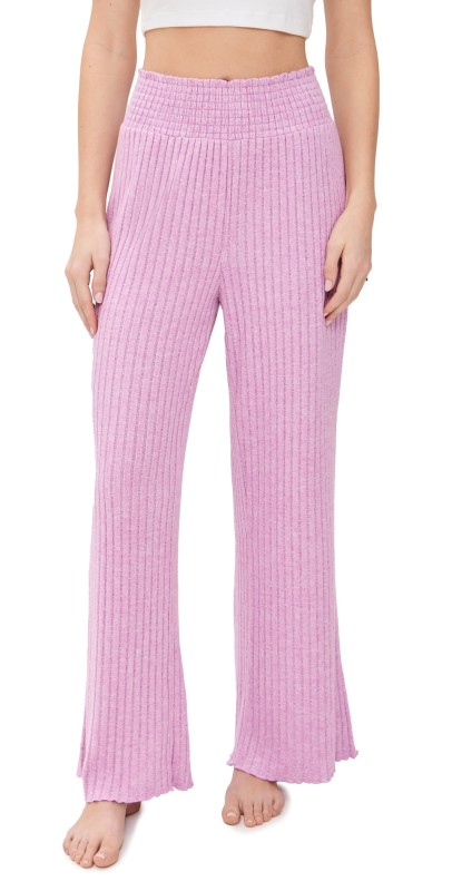Z Supply Dawn Smocked Mini Rib Pants Violet Gem
