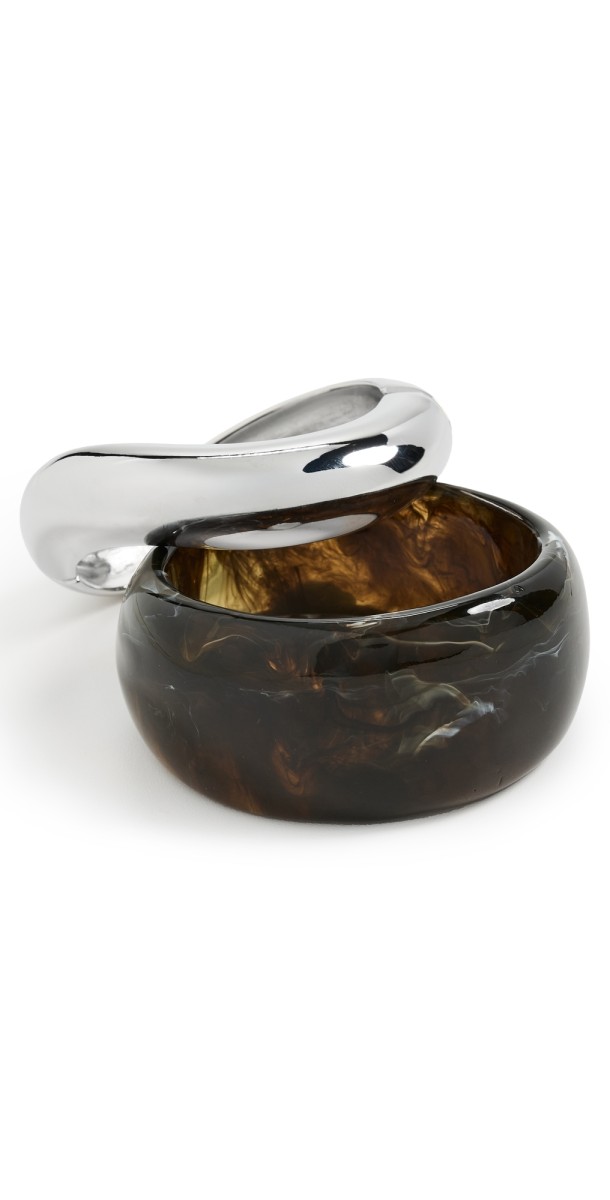 SHASHI Bangle Set Brown/Silver