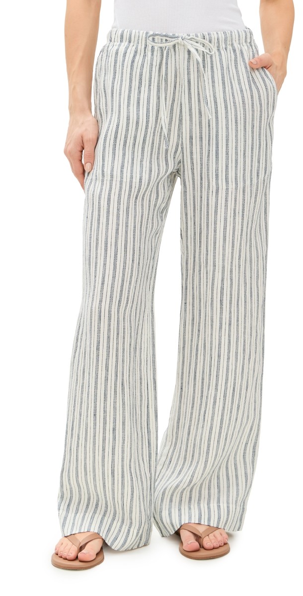 Faherty Santa Cruz Linen Wide Leg Pants Oceanside Stripe