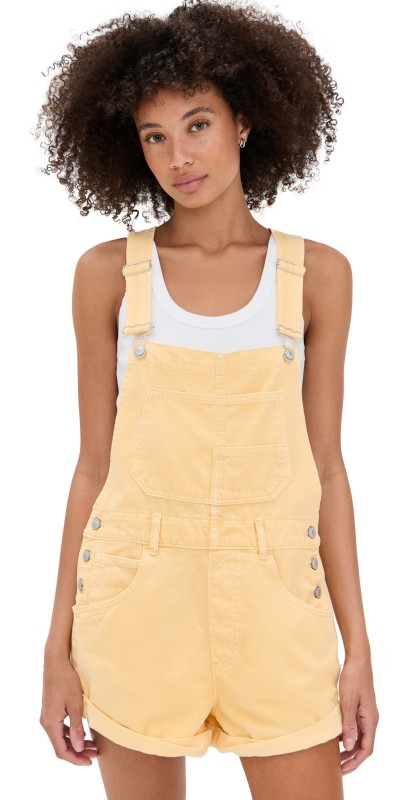 Free People Ziggy Shortalls Lemon Drop