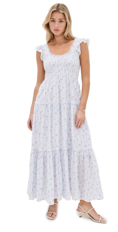 LoveShackFancy Chessie Dress Coastline Blue