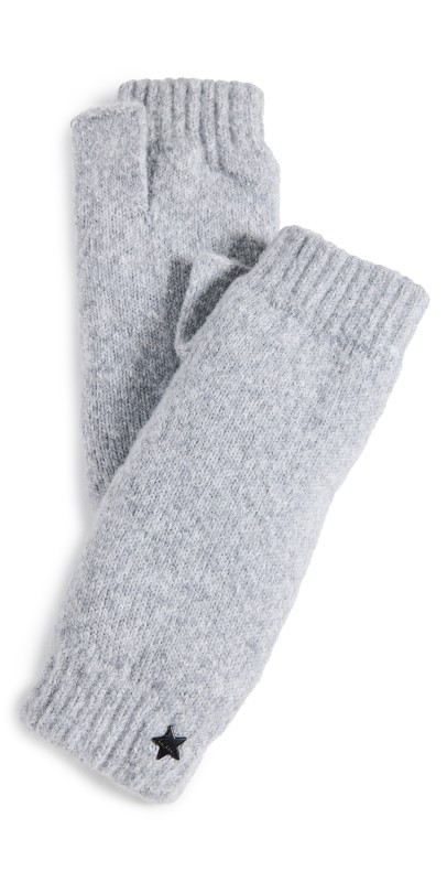 Jocelyn Fingerless Faux Fur Lined Knit Mittens Light Grey
