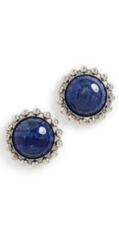 LELET NY Lina Ball Chain Stud Earrings Lapis/Rhodium