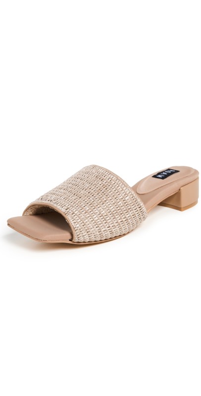 ROAM Raffia Square Block Heels Natural