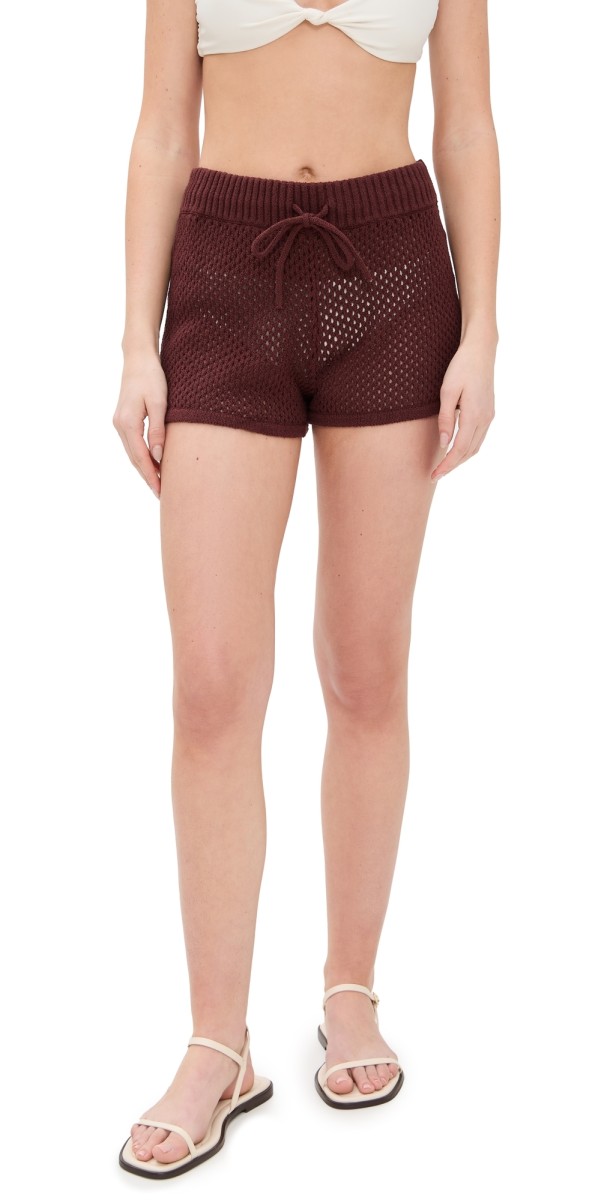 Onia Crochet Knit Micro Shorts Rum