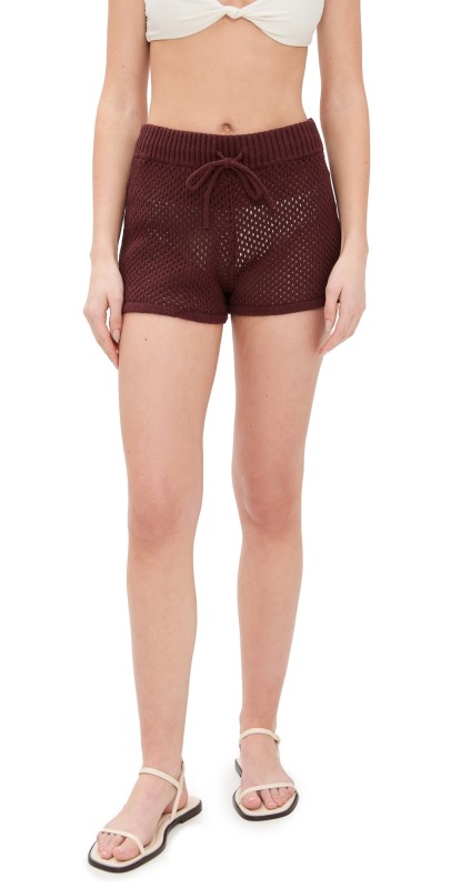 Onia Crochet Knit Micro Shorts Rum