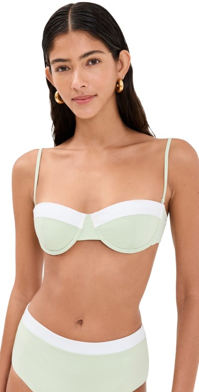 STAUD Jo Balconette Bikini Top Pale Jade