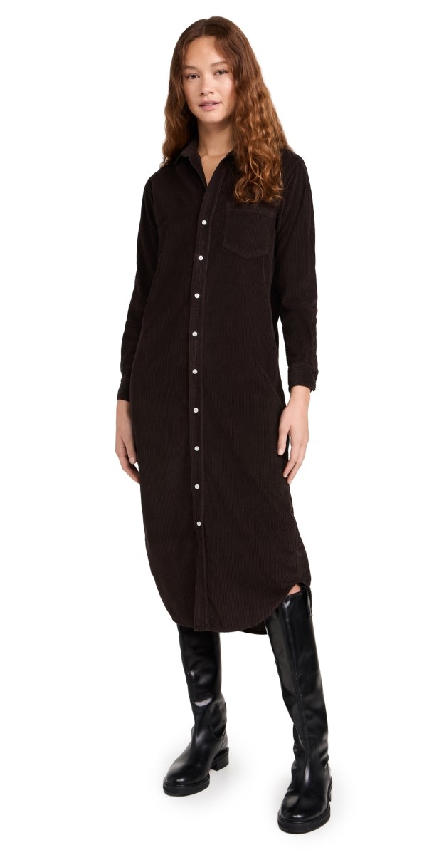 Frank & Eileen Maxi Corduroy Shirtdress Espresso