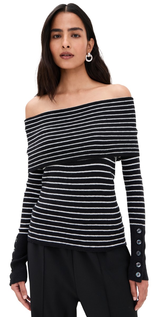 Free People Evergreen Sweater Black And White Comb
