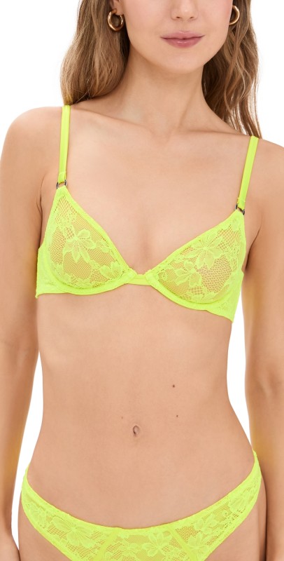 Fleur du Mal Le Stretch Lace Demi Bra Neon Yellow