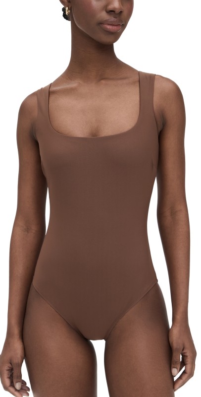 STYLEST Square Neck Tank One Piece Cocoa