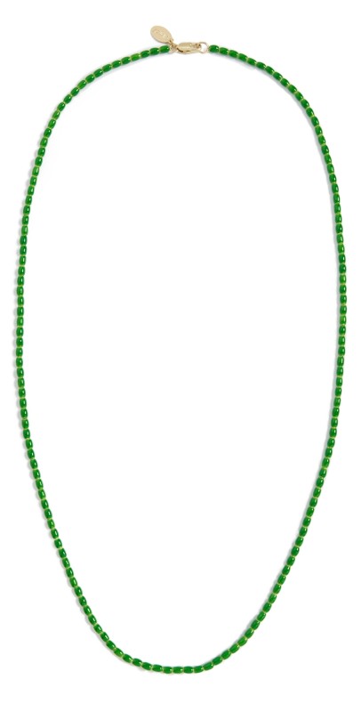 Clare V. Enamel Barrel Chain Necklace Emerald