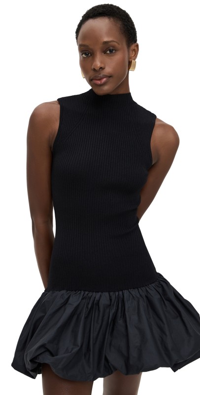 ROTATE Knit Racer Cut Dress Black