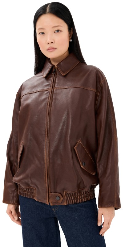 SIMKHAI Huntington Oversized Jacket DISTRESSED CHOCOLATE