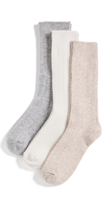 White + Warren 3 Piece Sock Set Neutral