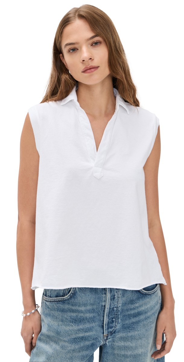 Frank & Eileen Popover Collar Tank White