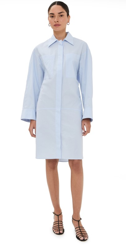 Another Tomorrow Shirt Dress French Blue