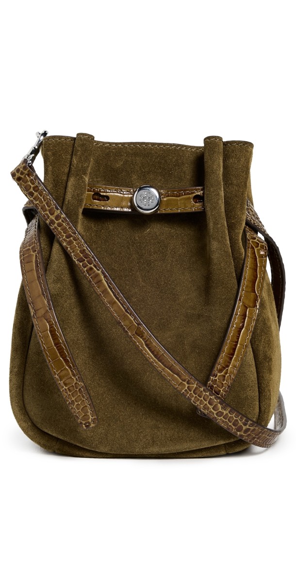 Tory Burch Romy Suede Small Crossbody Bag Deep Oliv