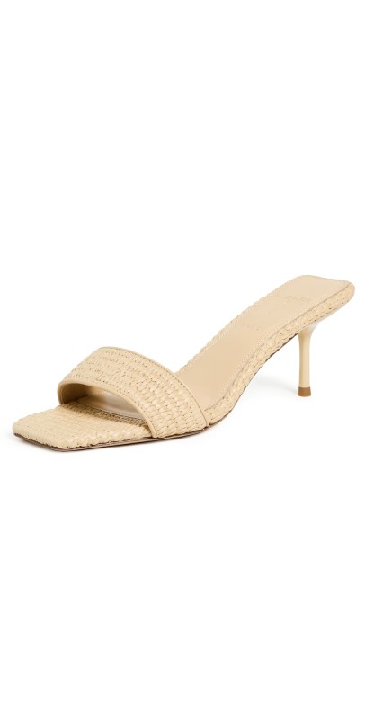 Black Suede Studio Poppy Sandals Crochet Natural Raffia