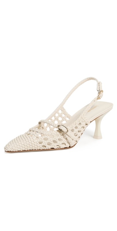 Larroudé Ines Macrame Slingbacks Ivory