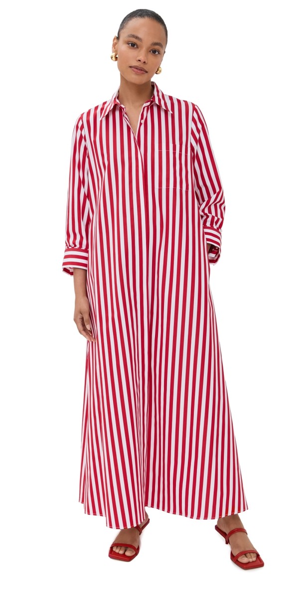 TWP Jennys Button Down Gown RED / WHITE