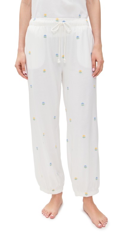 PJ Salvage Embroidered Pants Ivory