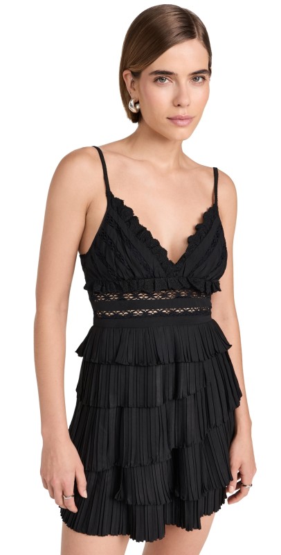 Sea Antonina Solid Cotton Tiered Dress Black