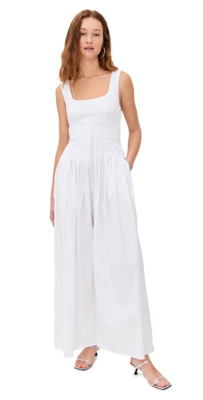Line & Dot Abbott Pleated Jumpsuit White