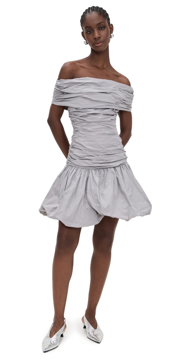 ROTATE Off Shoulder Mini Dress Alloy (Light Grey)