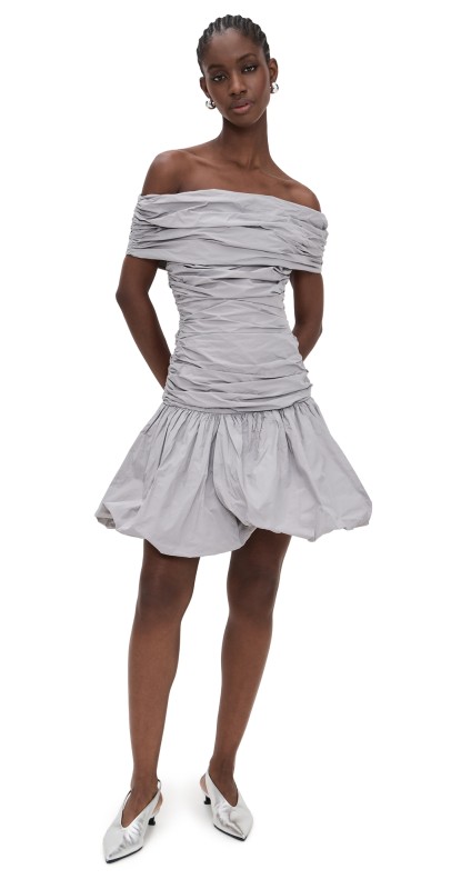 ROTATE Off Shoulder Mini Dress Alloy (Light Grey)