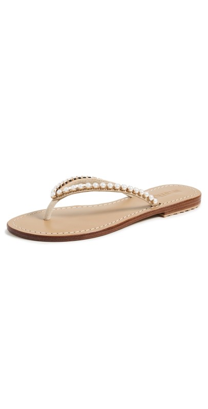 Mystique Leather Flip Flops Nude/Pearl