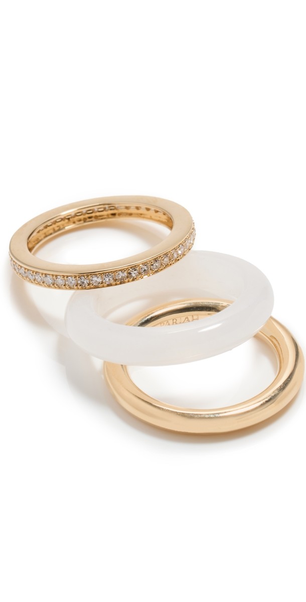 By Pariah Slim Classic Ring Stack Set White Jasper