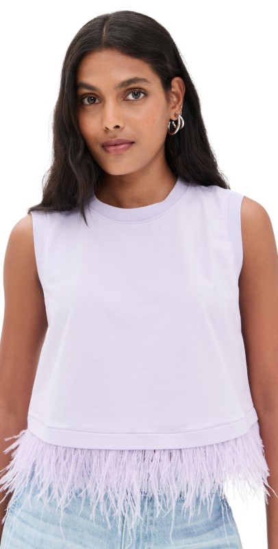 Cinq à Sept Cropped Feather Tee Light Honey Lavender