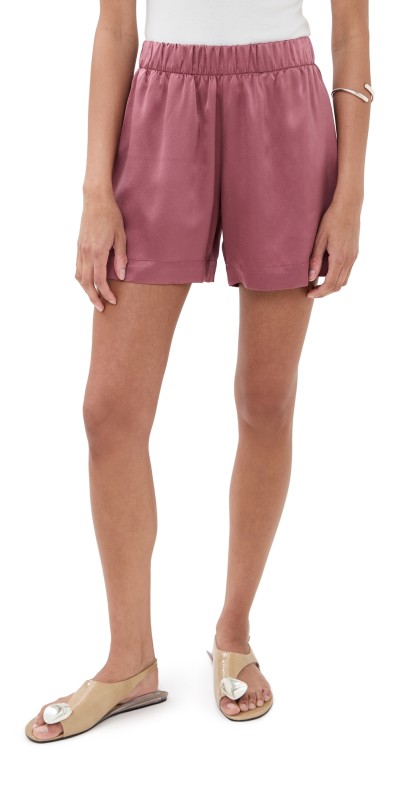 Sablyn Brynn Short High Rise Pull On Wide Leg Short In Silk Charmeuse Desert Bloom