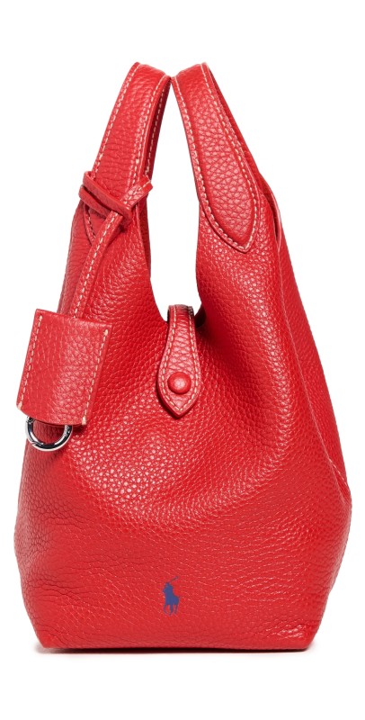 Polo Ralph Lauren Shiny Drum Pebble Crossbody Bag Cherry