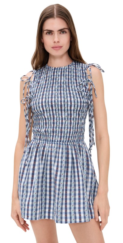 Damson Madder Becca Bubble Mini Dress Navy