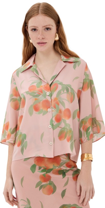 Bernadette Silk Petit Beurre Shirt Peachtree/Peach