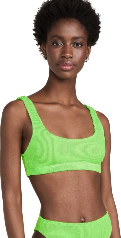 Good American Always Fits Scoop Bikini Top Chartreuse003