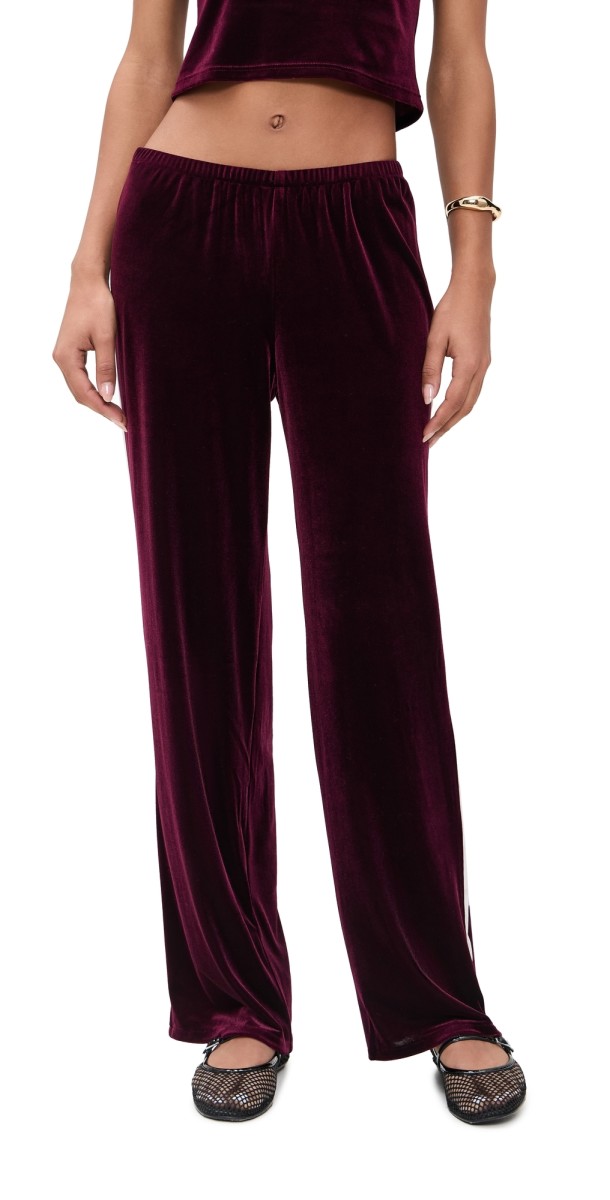 LE BOP Paige Velvet Pants Wine/Ivory Stripe