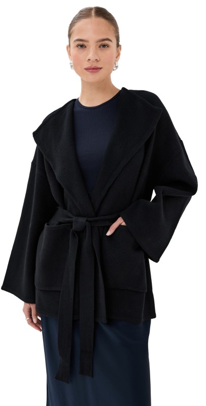 Sablyn Coline Belted Patch Pocket Cardigan Black