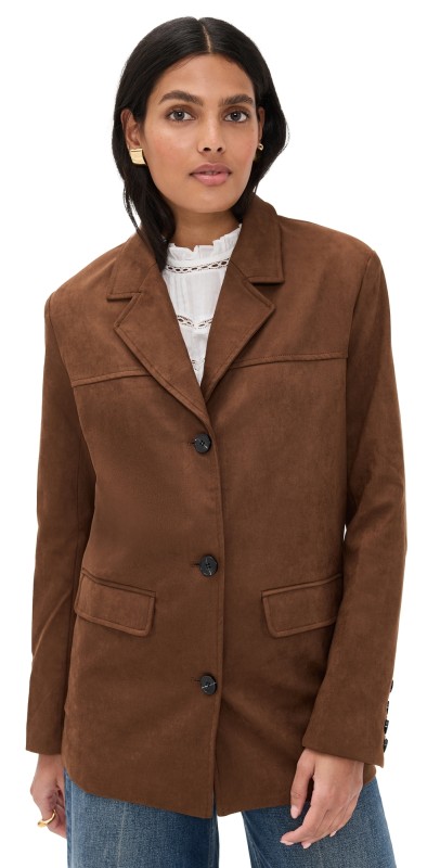 English Factory Faux Suede Jacket Brown