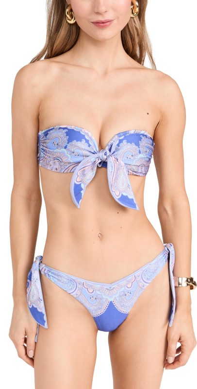 Zimmermann Maxine Scarf Tie Bikini Set Cornflower Paisley